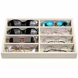 Emibele Brille Aufbewahrungsbox Organizer, 8 Gitter Samt Schmuckschale Uhr & Schmuck Stapelbar Aufbewahrung, Aufbewahrungsschrank mit Abnehmbarer Interner Trennwand für Familie Geschäft - Grau