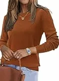 Arach&Cloz Pullover Damen Wolle Blend Elegant Herbst Winter Warm Strickpullover Rundhals Pulli Winterpullover Bluse Caramel,L