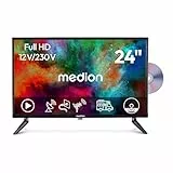 MEDION 59,9 cm (24 Zoll) Full HD Fernseher (integrierter DVD-Player, perfekt für Camping Wohnmobil LKW Garten, 12V KFZ Car-Adapter, Triple Tuner Receiver, HDMI, USB, MD 824001)