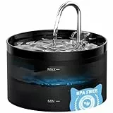 Katzenbrunnen Trinkbrunnen für Katze: 2L Katzenbrunnen für Katzen - Katzen Trinkbrunnen Super Silent - Eingebautes LED Licht - Aktivkohlefilter - Durchsichtiger Wassertank - Schwarz