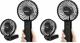 EasyAcc Handventilator, Mini Tragbarer Ventilator, Wiederaufladbar USB Ventilator, Faltbar Kompatibel Lüfter für Konzert, Reisen, Büro und Zuhause - Schwarz (Packung mit 2)