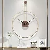 GANDDOBE Große dekorative Wanduhr für Wohnzimmer, Metall & Nussbaum Zifferblatt Home Decor Silent Non Ticking Lightweight Clocks für Schlafzimmer, Arbeitszimmer, Büro Dekorationen (Gold, Medium)