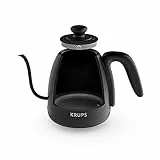 Krups BW9238 Café Control Gooseneck Wasserkocher | Schwanenhals-Auslauf | 1 l Fassungsvermögen | digitale Anzeige | 8 Einstellungen | 30 min Warmhaltezeit | Schwarz Matt