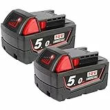 2X Powarobor M18B5 18V 5,0Ah Ersatzakku Kompatibel mit Milwaukee M18 18Volt Akku 48-11-1860