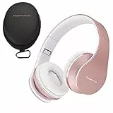 Bluetooth Kopfhörer, PowerLocus Over Ear Wireless Bluetooth Kopfhörer Faltbar Kabellose On Ear Ohrhörer Headset Aux-Unterstützung mit Mikrofon Freiscprechfunktion für iPhone, Android, PC (Rose Gold)