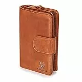 DONBOLSO Geldbörse Damen Prag - Portemonnaie aus Echtem Nappaleder für Damen - Geldbeutel mit 10 Kartenfächern, Reißverschluss und RFID-Schutz - Cognac