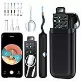 Ohrenschmalz Entferner Otoskop, AZHE 1080P HD Flexibler Ohrreiniger mit Pinzette, Wasserdicht Ohrenreiniger, 3.1mm Ohrreiniger mit Pinzette, für Erwachsene, Kinder und Haustier, Schwarz