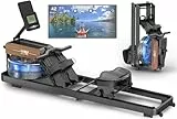 VOWVIT Rudergerät für Zuhause, Rudergerät Wasser mit Bluetooth Monitor, faltbares Rudergerät, Rudergeräte mit Verstellbarer Tablethalterung, 160 kg Gewichtskapazität (Schwarz)