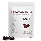 Astaxanthin 12mg, 120 Weichkapseln (4 Monatsvorrat) | aus Haematococcus Pluvialis Mikroalgen | Fördert Augen, Haut & Gelenkgesundheit | GMO-frei & Glutenfrei
