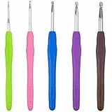 Häkelnadel, 5 Stück Häkelnadel set, Häkelnadeln 2mm, 3mm, 4mm, 5mm, 6mm 5 Größen Häkelnadeln Set mit Bunte Silikongriff 14 cm, Häkelnadelset für Anfänger und Häkelliebhaber Ergonomisch Häkelnadelset