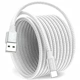 USB C Kabel 3M Weiß, Lang 3 m Ladekabel USB C auf USB A Nylon Schnellladekabel USBC für Samsung Galaxy S24 A55 A15 A35, für iPhone 15/16 Pro Max, Pixel, Switch