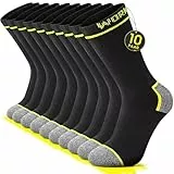 FALARY 10 Paar Arbeitssocken Herren 43-46 Baumwolle Socken Herren 43-46 Herrensocken Funktionssocken Tennissocken Sportsocken Wandersocken Strümpfe Schwarz Grau Innenfrottee Dicke