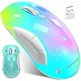 memzuoix LED Kabellose Maus – Wiederaufladbare 2.4G Optische Maus mit Magnetischer Abdeckung, Sanfter RGB-Beleuchtung, 1400 DPI, Ergonomisches Design mit USB-Empfänger für Laptop, PC und MacBook
