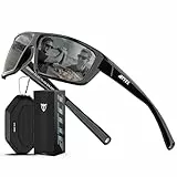 ATTCL Sonnenbrille Herren Polarisiert Für Sports: UV400 Schutz Leicht Wrap-Around TR90 Rahmen Angeln Golf Laufen Autofahren 5001 Schwarz