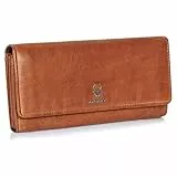 DONBOLSO Geldbörse Damen - 10x 20 cm Florenz Portemonnaie Damen aus Gewaschenem Leder mit RFID-Schutz, Kartenfächer, und Weit Öffnendes Münzfach - Schwarz