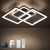 ANTENLICHT Led Deckenleuchte Wohnzimmerlampe Work with Alexa und Google Assistant,40W Deckenlampe Led Dimmbar Mit Fernbedienung APP,Mit Nachtlicht Memory-Funktion, für Esszimmer Schlafzimmer (Schwarz)
