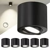 Scandinavian home LED Aufbauspot 6er Set inkl. LED Modul 230V Dimmbar, Warmweiß 3000K, 470lm, CRI 90+ I Deckenspots Aufputz Ø80x65mm I Spots Deckenleuchte Flach I Aufbaustrahler Schwarz