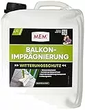MEM Balkon-Imprägnierung, Für saugende Untergründe, Wasserabperleffekt, Wasserdicht und atmungsaktiv, Lösemittelfrei, 5 l