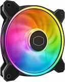 Cooler Master MasterFan MF120 Halo2 ARGB – 120mm Gehäuselüfter, adressierbare Dual-Ring-RGB-Beleuchtung, Rifle-Lager, vergrößerte Luftausgleichsblätter mit Stausensorschutz und verbesserter Treiber-IC