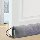 fowong Zugluftstopper für Türen 97x10 cm, Türdichtung zugluftstopper Extra Schwere-Waschbar-Isolierung, Fensterdichtung Luftstopper mit Selbstklebende Klebeband, Kalt Luft Insekt Licht Blockiert,Grau