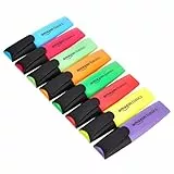 Amazon Basics Textmarker 8er-Set, wischfest, langlebige Meißelspitze, Strichstärke 2–5 mm, Stifte für Erwachsene und Kinder, mehrfarbig