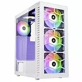 Kolink Observatory HF Glass PC-Gehäuse, Sechs ARGB-Lüfter, 330 mm GPU-Freiheit, ATX-Motherboard, Glasfrontplatte, Stahl, Mid-Tower, Weiß