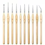WLOT Pinselset Malen – Feine Detail Pinsel für Acryl Aquarell Modellbau,10 Stück Malpinsel Set für Künstler | ideal für Acrylfarben Wasserfarben Miniaturen und Nageldesign（Holzton）