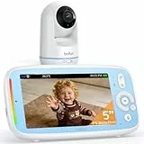 Boifun Babyphone mit Kamera, 5' IPS Video Babyfon ohne WLAN, PTZ 360 Grad Nachtsicht, Geräusch-/Temperaturerkennung, Plug & Play, 300m Hohe Reichweite, 3050mAh Akku, Zwei-Wege Audio, Wiegenlieder