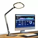 LitONES Schreibtischlampe LED Dimmbare, Augenschutz tageslichtlampe schreibtisch mit 3 Farbmodi und Touch-Steuerung/Memory-Funktion,15W Schwenkarm Bürolampe mit Stecker,Schwarz