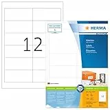 HERMA 4623 Universal Etiketten, 200 Blatt, 97 x 42,3 mm, 12 pro A4 Bogen, 2400 Stück, selbstklebend, bedruckbar, matt, blanko Papier Klebeetiketten Aufkleber, weiß