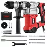 TEENO Schlagbohrmaschine, 1500W Hochleistungs-Elektro-Bohrhammer SDS-Plus, 360° Hilfsgriff, für Beton, Mauerwerk, Holz, Ziegel, Stahl