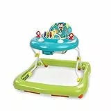 Bright Starts, Giggling Safari, Lauflernhilfe mit Spielzeuge, Perlenschiebespielzeug, 3 Höheneinstellungen, Lauflernwagen mit hoher Rückenlehne, zusammenklappbare, grün/blau, Kinder ab 6 Monaten