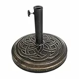 Relaxdays Schirmständer Sonnenschirm, für Schirmstangen 34–48 mm, Ø 45 cm, Vintage, Sonnenschirmständer, schwarz/bronze