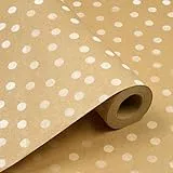 Geschenkpapierrolle zum Geburtstag, 43 cm x 15 m, recycelbares Kraftpapier mit Punkten für Geburtstage, Hochzeiten, Weihnachten und Partys