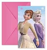 Procos 94057 - Einladungen Frozen 2 Wind Spirit, FSC® Mix, 6 Stück mit Umschlag, Geburtstag, Mottoparty