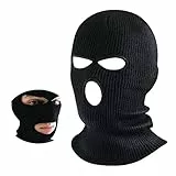 BBTO 3 Löcher Gestrickte Sturmhauben Volle Gesichtsabdeckung (Schwarz)