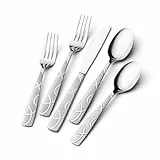 HIKAA 20-Teiliges Besteckset, Modernes Besteck Set 4 Personen, Edelstahl Essbesteck für die Küche, Hochglanzpoliertes Cutlery Set mit Gabeln, Löffeln und Messern, Spülmaschinenfest(Silber)