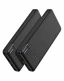 AsperX Power Bank 10000mAh 2 Stück, Slim Klein Aber Stark Externer Handyakkus, USB C Eingang und Ausgang, Tragbares Ladegerät mit 4 Ports kompatibel mit iPhone, Samsung, iPad, Huawei, AirPods