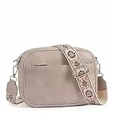 CLUCI Umhängetasche Damen, Crossbody Bag Damen Breiter Gurt PU Leder, Handtasche zum Umhängen, Schultertasche für Frauen mit einstellbarem breitem Riemen Grau