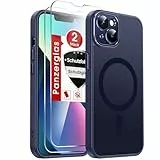 LeYi für iPhone 13 Hülle Blau mit Panzer Schutz Glas 2X,[ für MagSafe] Magnetisch Handyhülle i Phone 13 Case Kameraschutz Displayschutz Anti-Rutsch Kratzfest Matt Schutzhülle Cover iPhone13- Blau
