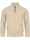 Indicode Herren INLut Strickjacke mit Stehkragen und Reißverschluss | Cardigan Feinstrickjacke für Männer Irish Cream, L