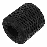 EXCEART 1 Rolle Rafite -Papierband Gras zum Basteln Festivalband selber machen Band zum Basteln Bast Weben von Bastband Bastelband aus Papier Bastseile DIY-Bastelband Black