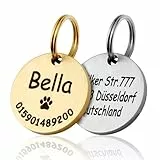 TMT Premium Stabile Hundemarke mit Gravur Edelstahl-Hunde-Anhänger | Wetterfestes Zubehör Dog Tag| Hundehalsband mit Namen und Telefonnummer | Hundemarke personalisiert mit Symbolen