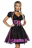 Dirndline Damen Premium Dirndl mit Bluse Kleid f?r besondere Anl?sse, lila/schwarz, S