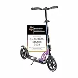 SIX DEGREES Aluminium Scooter mit Klappmechanismus u. Ständer, 205 mm, höhenverstellb, GS-geprüft, neochrome, TESTSIEGER