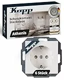 Kopp ATHENIS Schutzkontaktsteckdose in Rein-Weiß - 6 Stück - 1-fach Einbausteckdose mit erhöhtem Berührungsschutz - IP20 Unterputz-Steckdose mit Schutzkontakt - Steckdosen-Unterputz 16A / 250V~