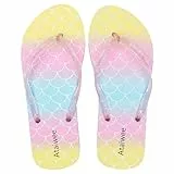 Ataiwee Mädchen-Flip-Flop, kleine/große Kinder-Strandsandalen, bunt bedruckte Sandalen.(2005001-2,PK/SC,27)