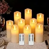 VETOUR Flammenlose LED-Elektrische Kerze 9 Batteriebetriebene Künstliche Kerzen 12.7 cm, 15.2 cm, 17.8 cm, 22.9 cm, D5.5cm, Echtwachs Flackernde Elektrische kerzen mit Fernbedienung und Timer