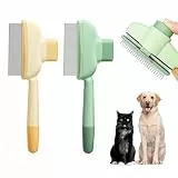 2 Stück Selbstreinigender Katzenkamm - Tiefenreinigung Flohkamm für Katzen, Entfernen von Schwimmenden Haaren und Öffnungsknoten Katzenbürste, Schönheitspflege Haar Hundekamm, Haustier Fellblitzbürste