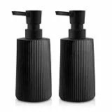 Mamiddle Moderne Seifenspender für Bad & Küche aus Glas, 250ml/8.5oz Seifenspender Bad für Badezimmer, Arbeitsplatte, Küche, Soap Dispenser mit Pumpspender (Schwarz 2 Stück)